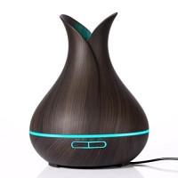 SoadSight 400ml Essential Oil Diffuser Aroma Cool Mist Wood Grain Vase Style Humidifier Ultrasonic Air Aromatherapy for Home Office Baby (Black) - B07DTDZP7L
